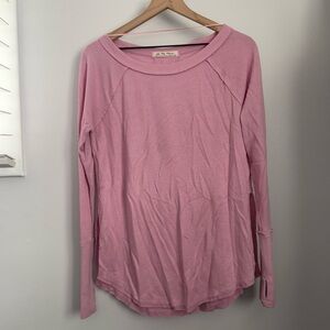 Free People XS Snowy Thermal Oversized Tunic Light Pink Relaxed Lounge Preppy